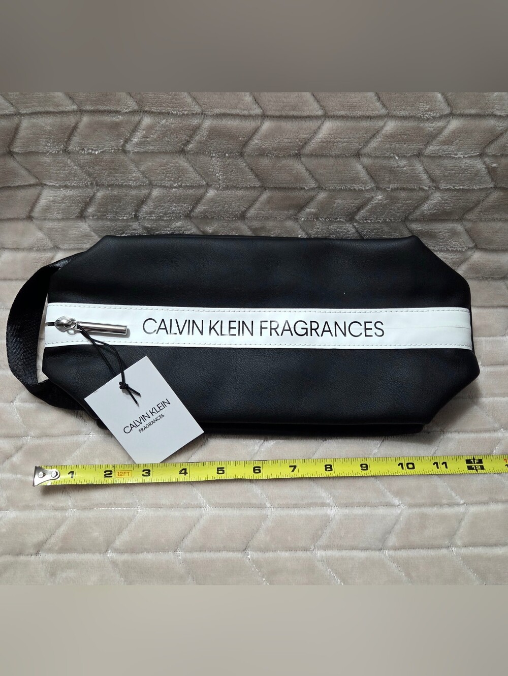 NWT Calvin Klein Fragrances Black with White Stripe Toiletry/Travel Bag